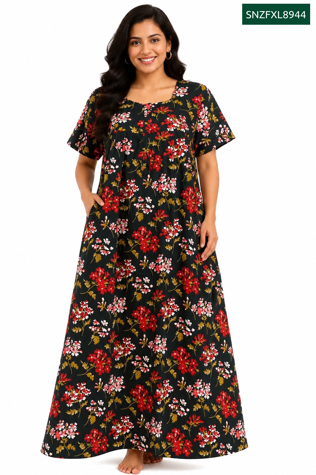 Sivam Nighty Cotton Zip Frock Model XL- SNZFXL8944