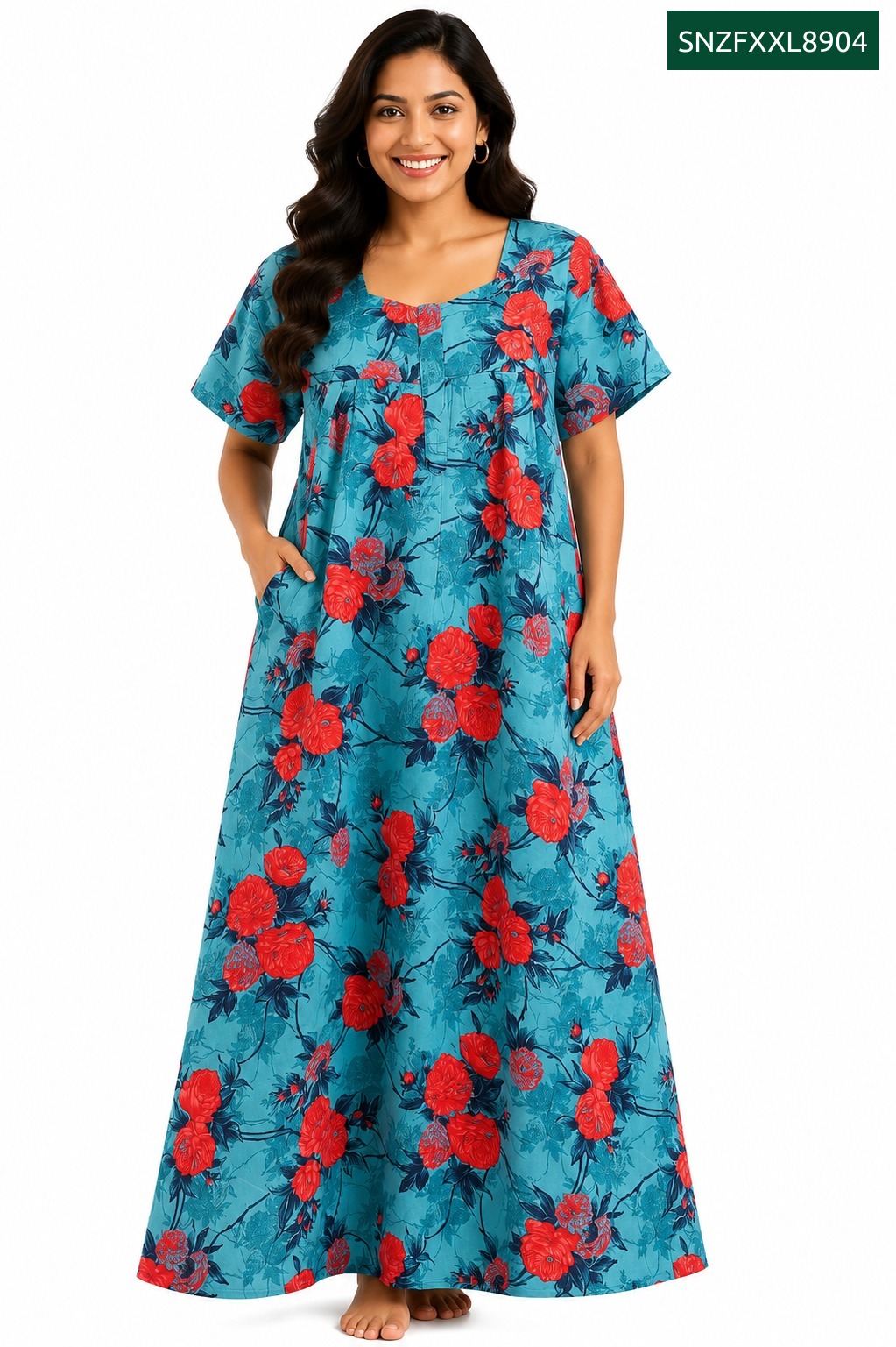 Sivam Nighty Cotton Zip Frock Model XXL- SNZFXXL8904