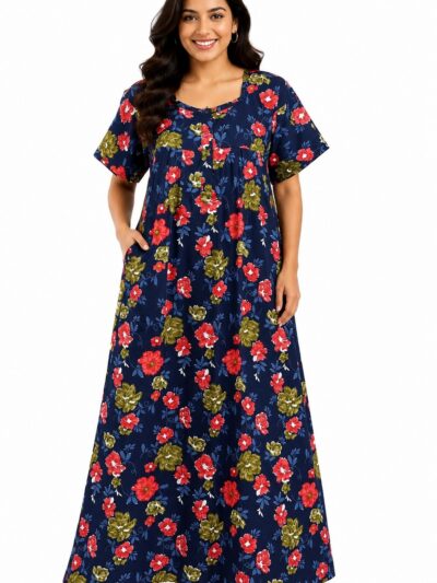 Sivam Nighty Cotton Zip Frock  Model XXL- SNZFXXL8907