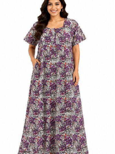 Sivam Nighty Cotton Zip Frock  Model XXL- SNZFXXL8911