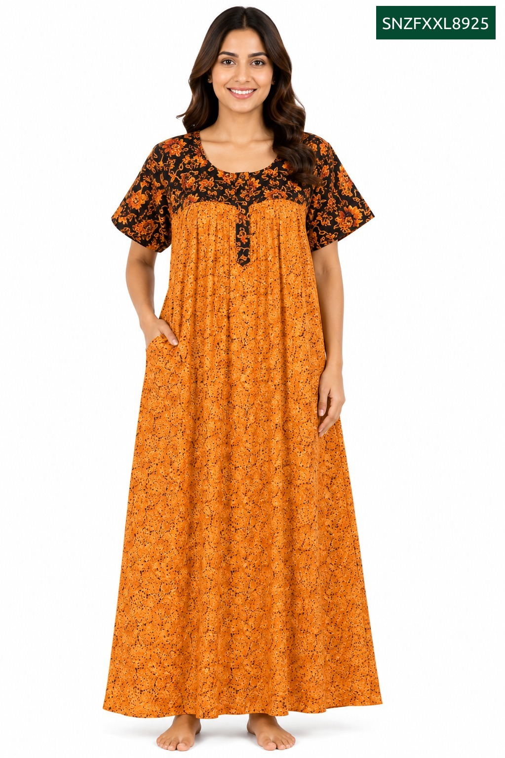Sivam Nighty Cotton Zip Frock Model XXL- SNZFXXL8925