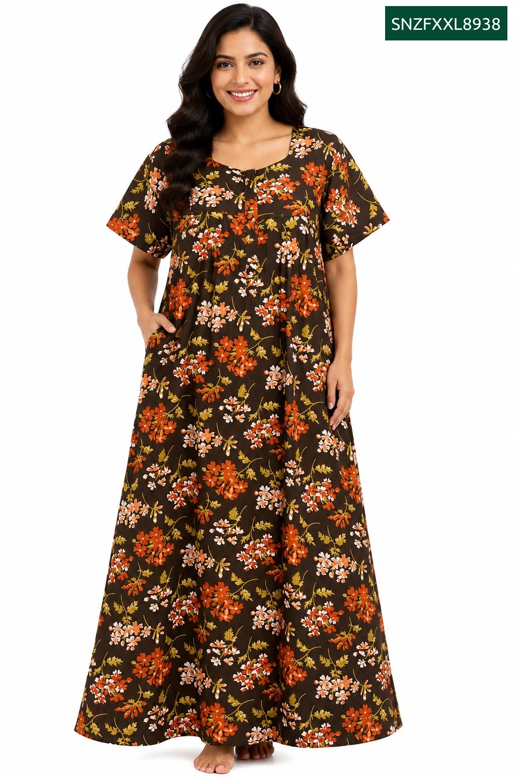 Sivam Nighty Cotton Zip Frock Model XXL- SNZFXXL8938