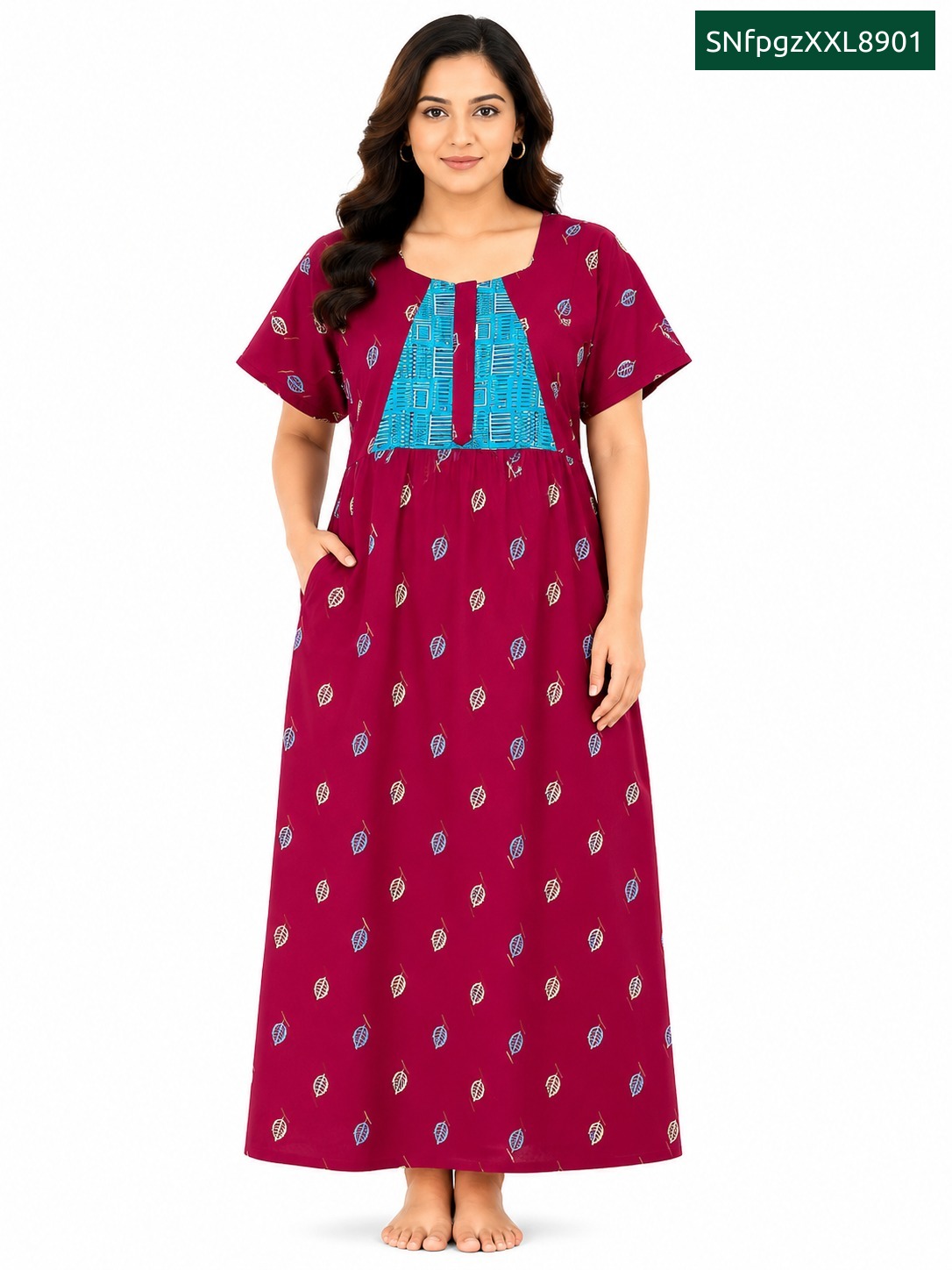Sivam Nighty Cotton frock gown Model XL- SNfpgzXXL8901