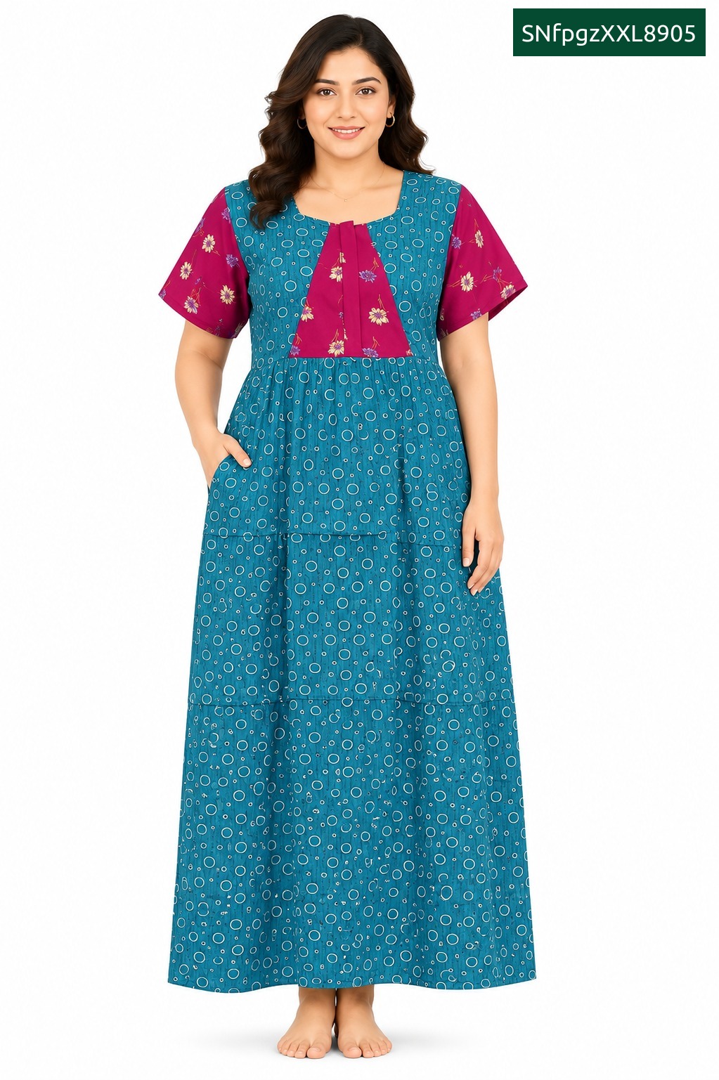 Sivam Nighty Cotton frock gown Model XL- SNfpgzXXL8905