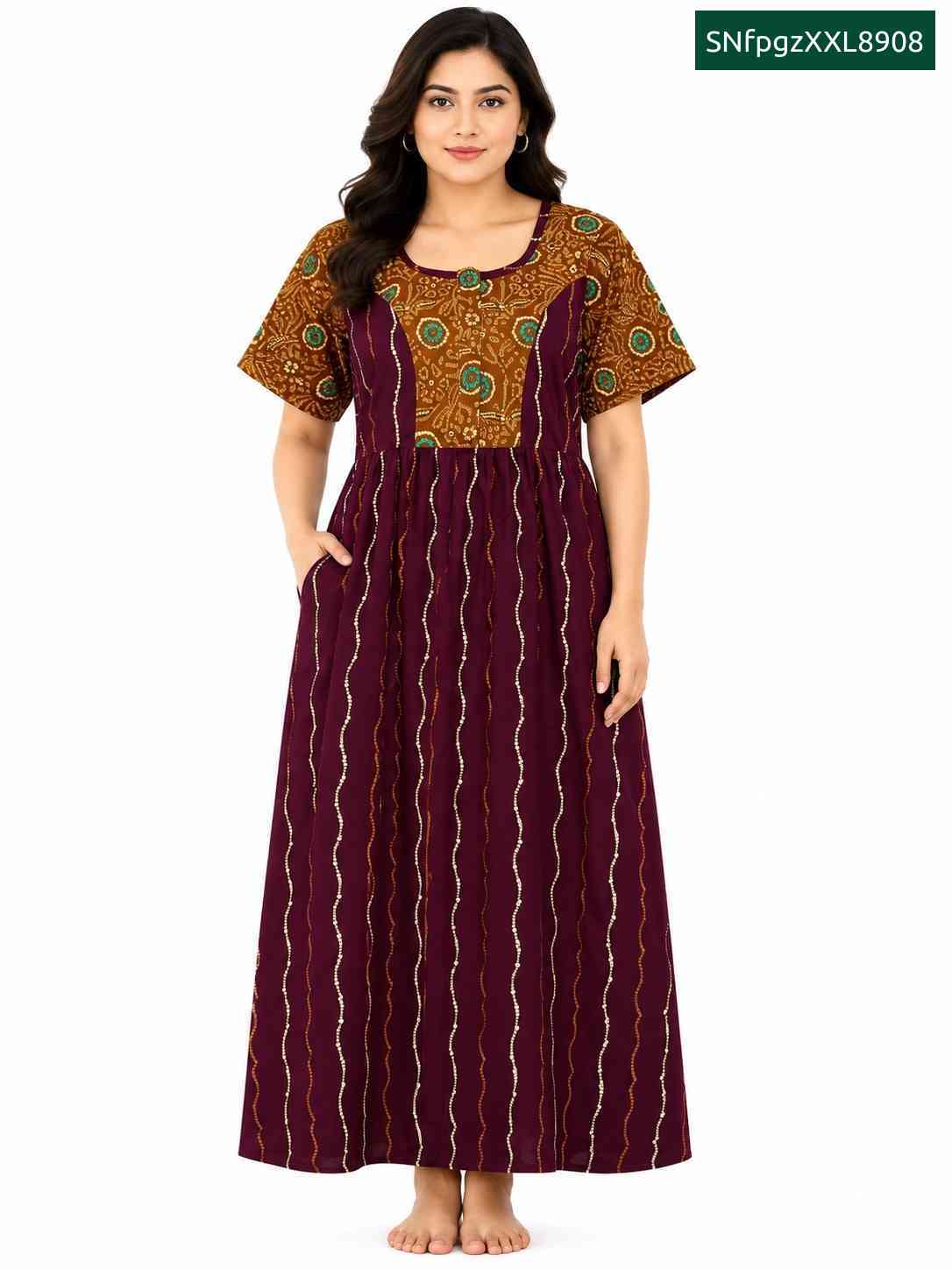 Sivam Nighty Gown Zip Model XXL- SNfpgzXXL8908