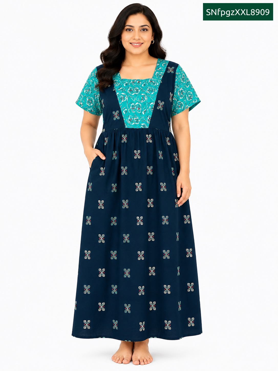 Sivam Nighty Cotton frock gown Model XL- SNfpgzXXL8909