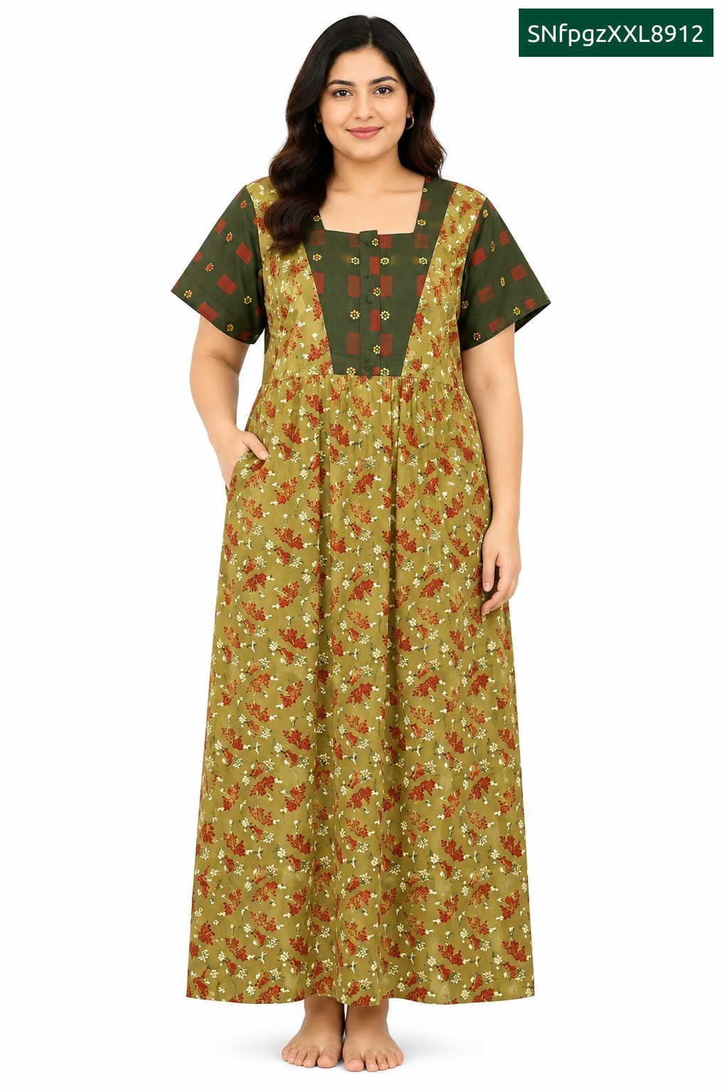 Sivam Nighty Cotton frock gown Model XL- SNfpgzXXL8912