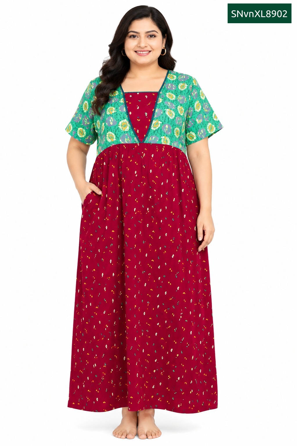 Sivam Nighty Cotton V Neck Model XL- SNvnXL8902