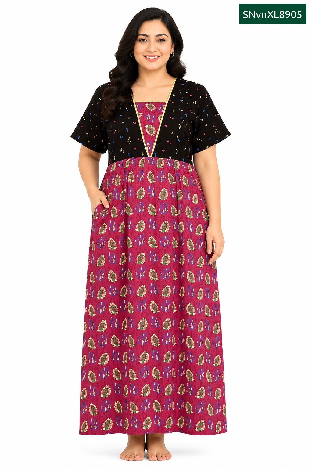 Sivam Nighty Cotton V Neck Model XL- SNvnXL8905