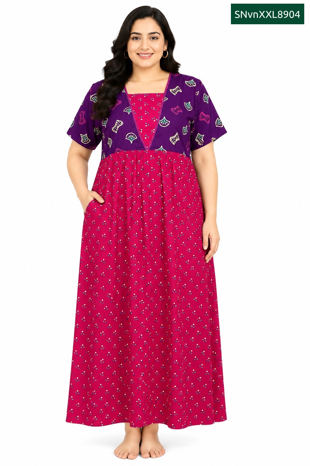 Sivam Nighty Cotton V Neck Model XXL- SNvnXXL8904