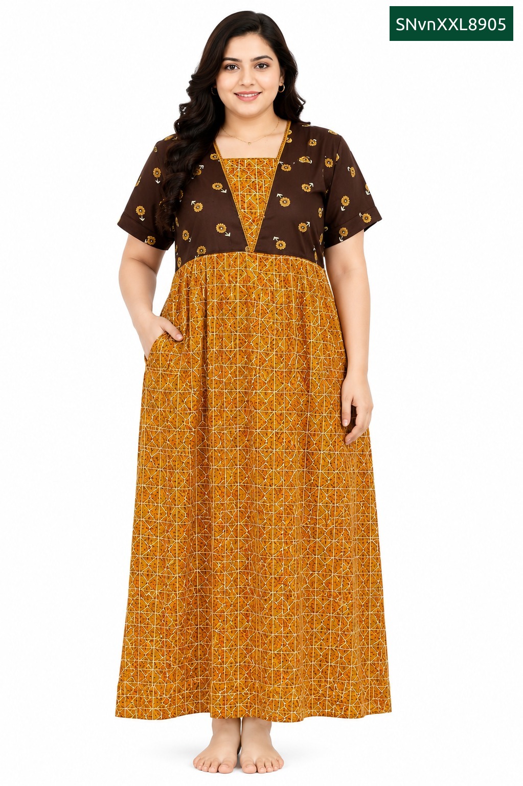 Sivam Nighty Cotton V Neck Model XXL- SNvnXXL8905
