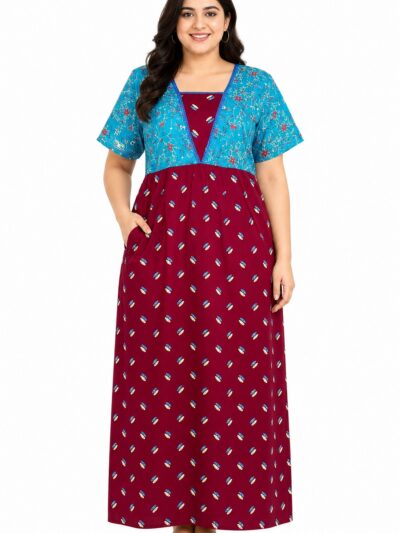 Sivam Nighty Cotton V Neck Model XXL- SNvnXXL8906