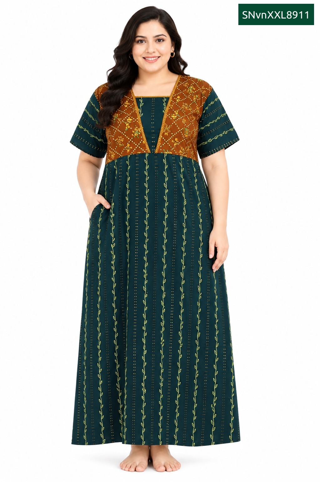 Sivam Nighty Cotton V Neck Model XXL- SNvnXXL8911