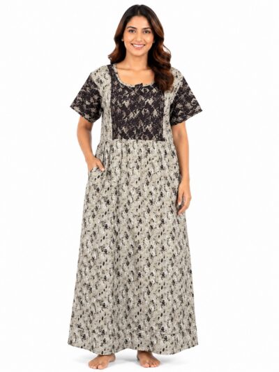 Sivam Nighty Cotton V Neck Model XXL- SNVNmXXL8905