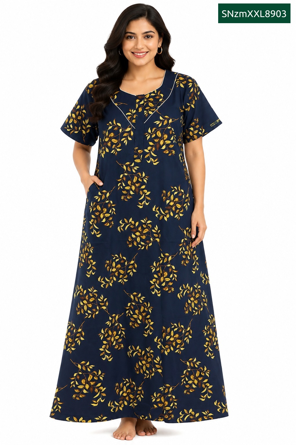 Sivam Nighty Cotton Zip Model XL- SNzmXXL8903
