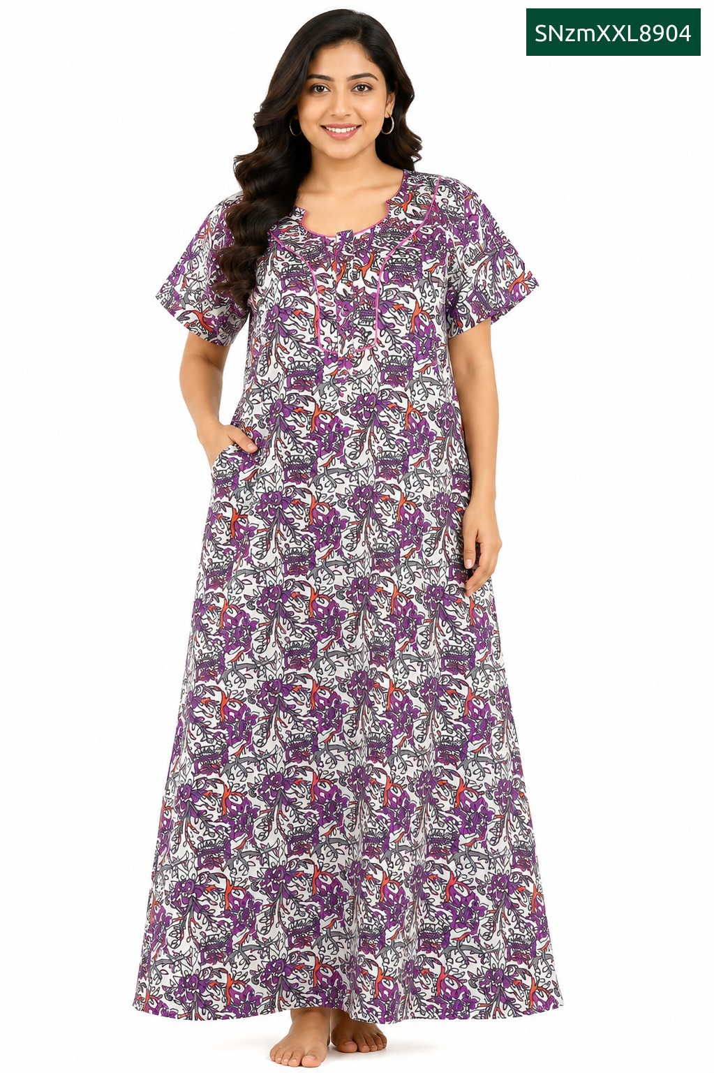 Sivam Nighty Cotton Zip Model XL- SNzmXXL8904