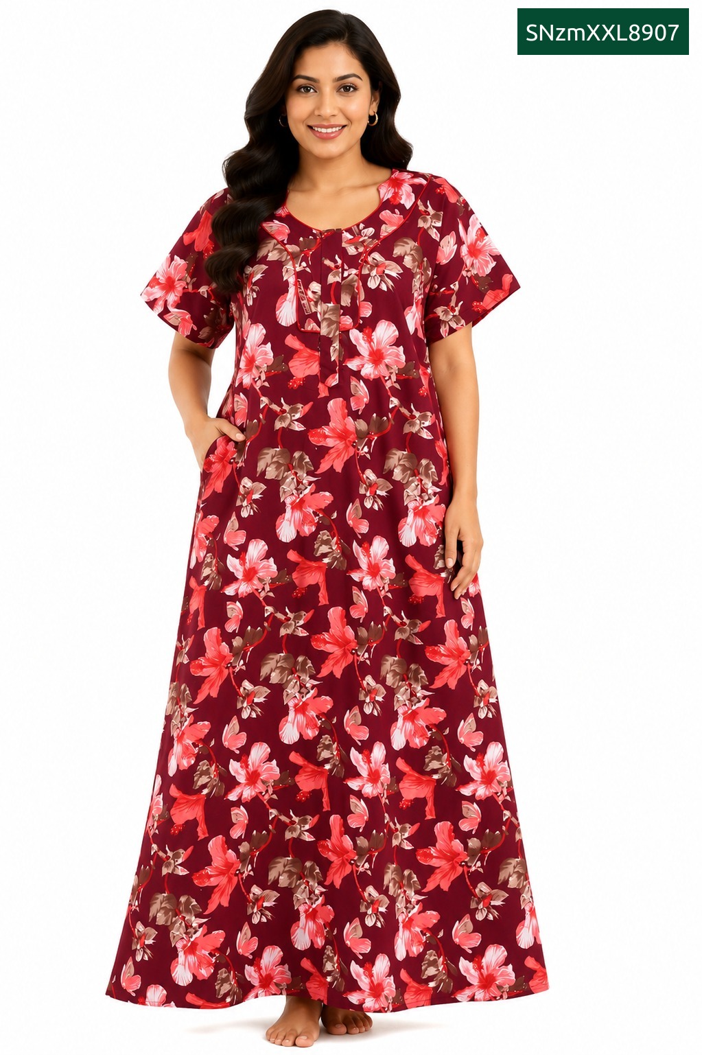 Sivam Nighty Cotton Zip Model XL- SNzmXXL8907