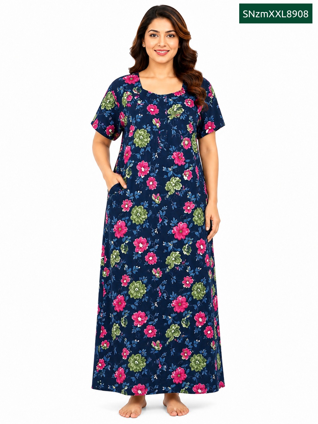 Sivam Nighty Cotton Zip Model XL- SNzmXXL8908