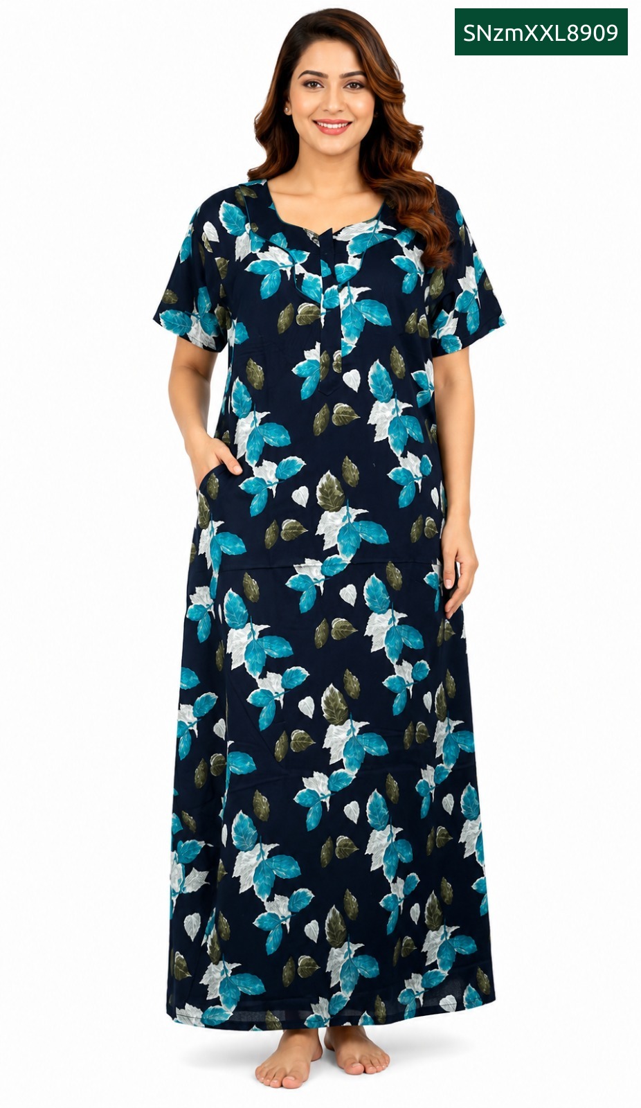 Sivam Nighty Cotton Zip Model XL- SNzmXXL8909