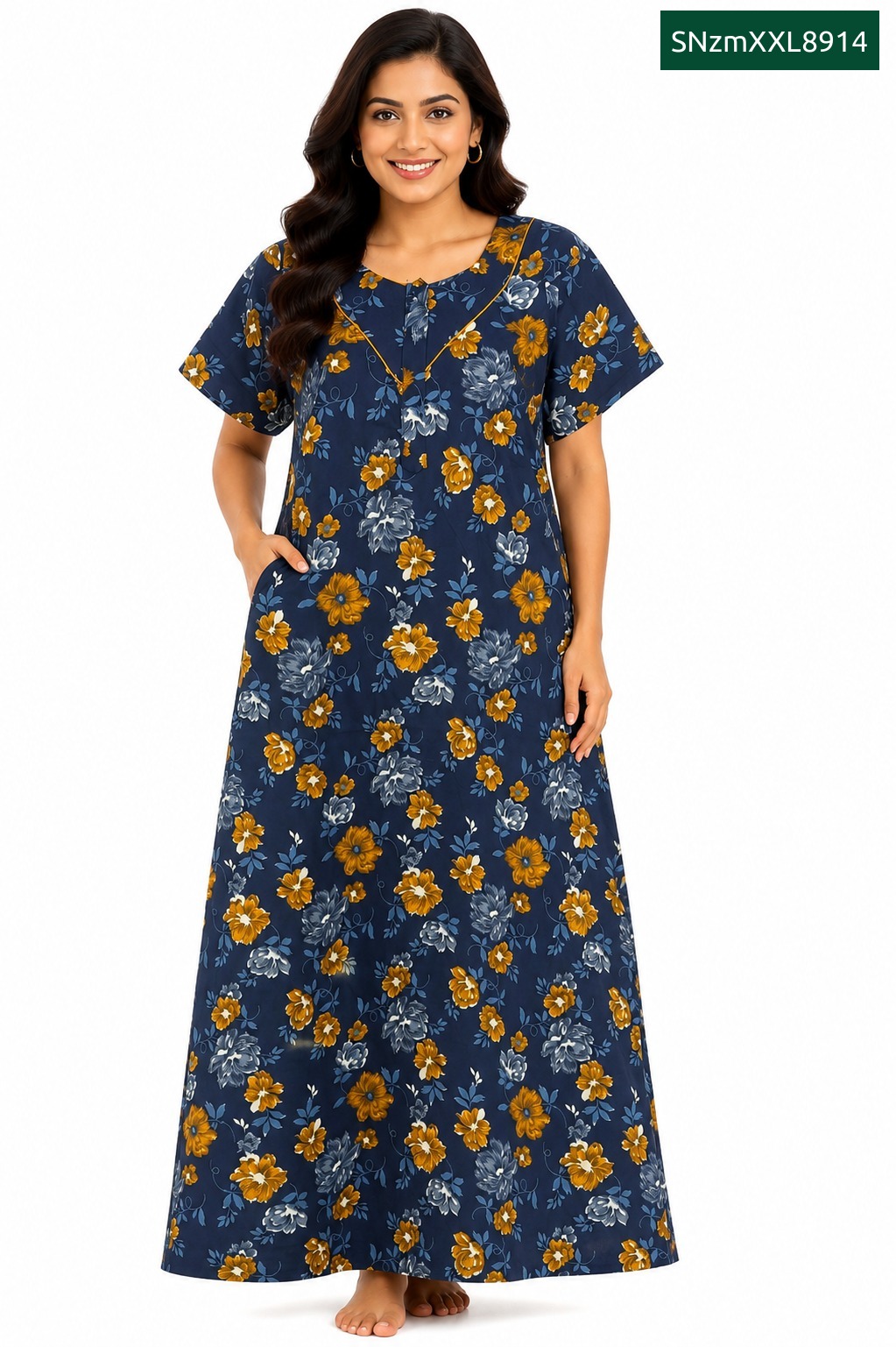Sivam Nighty Cotton Zip Model XL- SNzmXXL8914